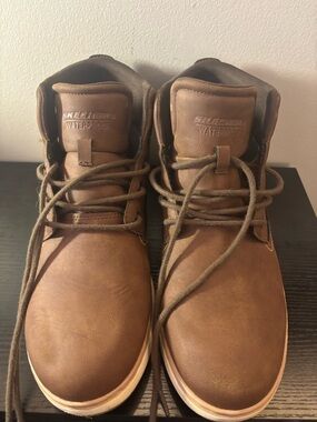 Skechers Men's Brown Waterproof Leather Lace-Up Work Boots